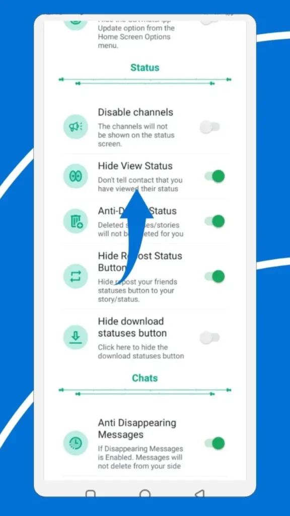 Hide Status Features